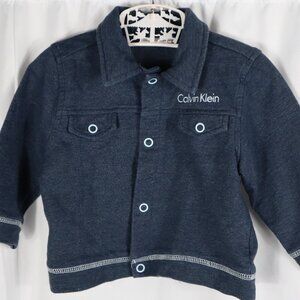 Baby Boys Calvin Klein 6-9 Months Gray Blue Jacket Cotton Blazer Snap Down